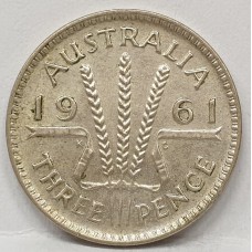 AUSTRALIA 1961 . THREEPENCE . aUNCIRCULATED